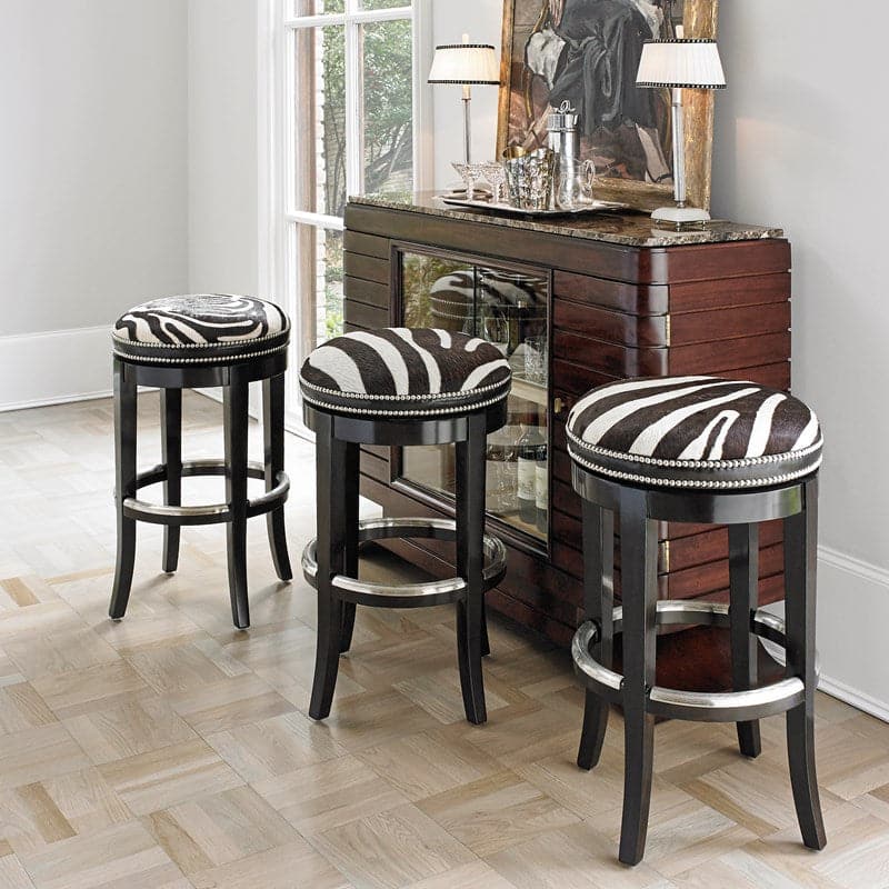 Zebrano Swivel Barstool - Backless-Ambella-AMBELLA-03534-510-011-Bar Stools-1-France and Son