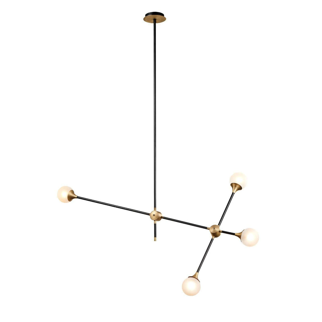 Modern Baton Chandelier-France & Son-LM3644PBLKBRS-Chandeliers-1-France and Son