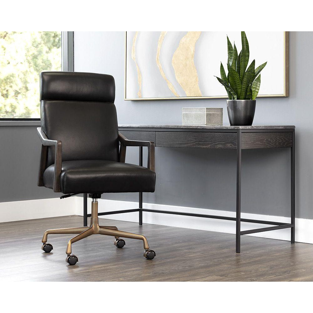 Collin Office Chair-Sunpan-SUNPAN-106090-Task ChairsCortina Black Leather-1-France and Son