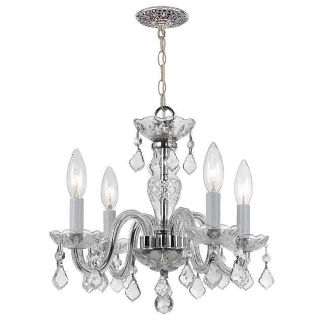 Traditional Crystal 4 Light Mini Chandelier-Crystorama Lighting Company-CRYSTO-1064-PB-CL-MWP-ChandeliersBrass-1-France and Son