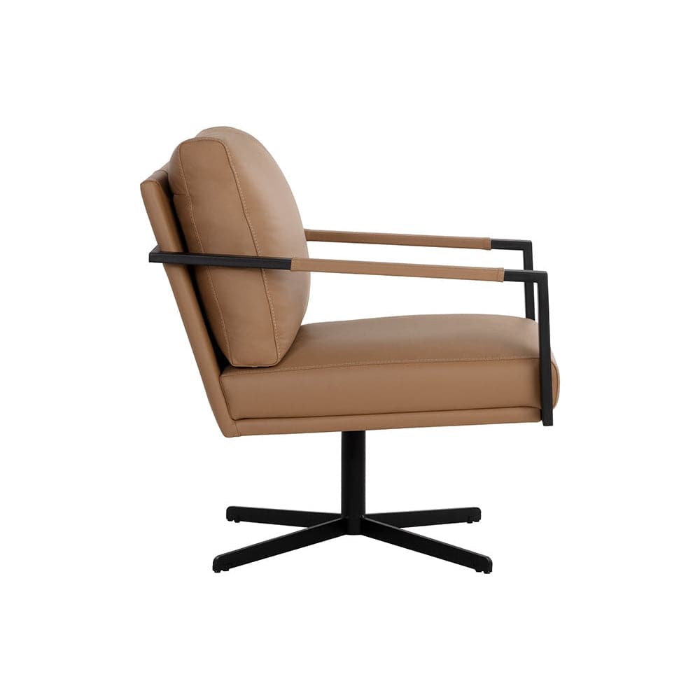 Randy Swivel Lounge Chair-Sunpan-SUNPAN-107693-Lounge ChairsLinea Wood Leather-1-France and Son