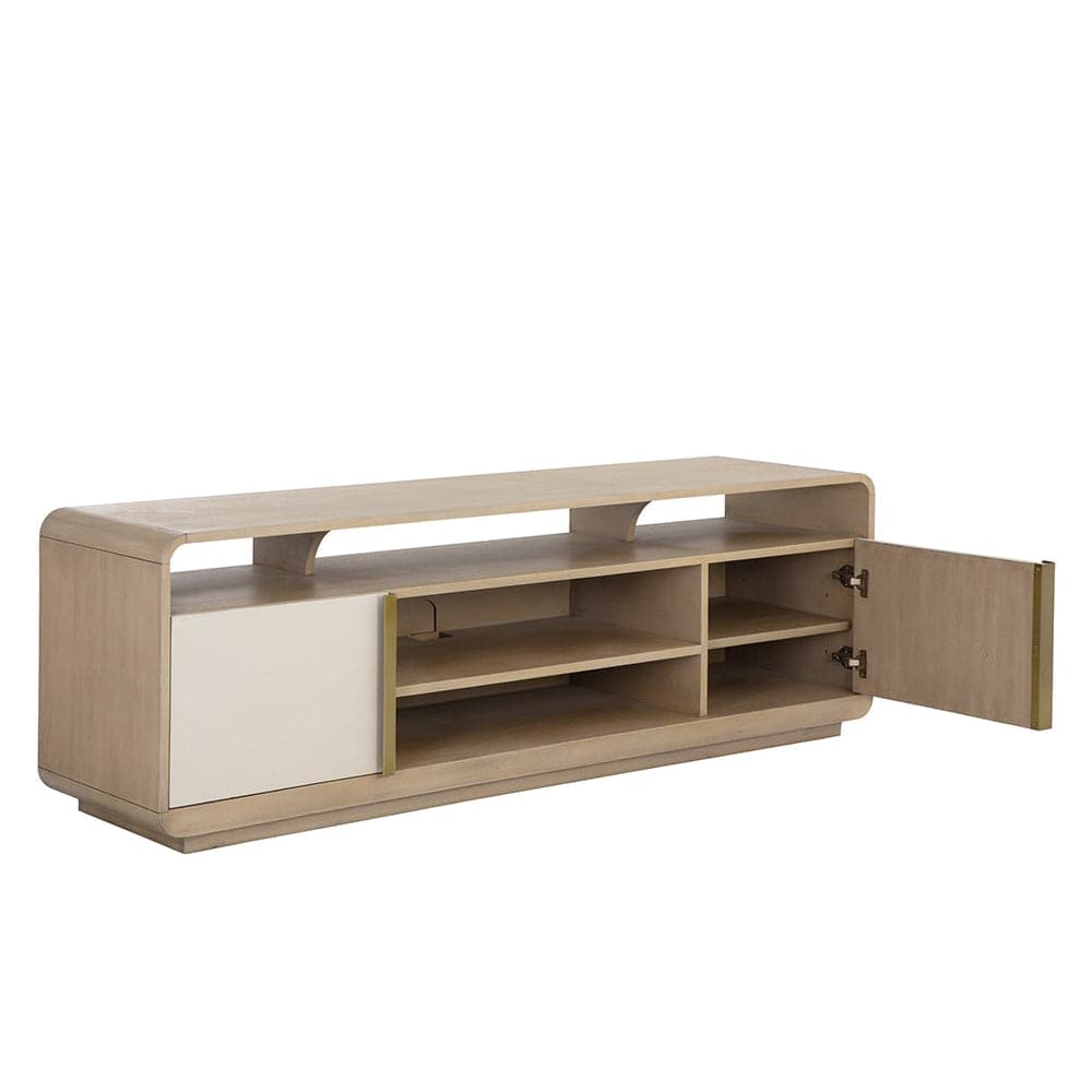 Kayden Media Console And Cabinet - Cream Shagreen-Sunpan-SUNPAN-107820-Media Storage / TV Stands-1-France and Son