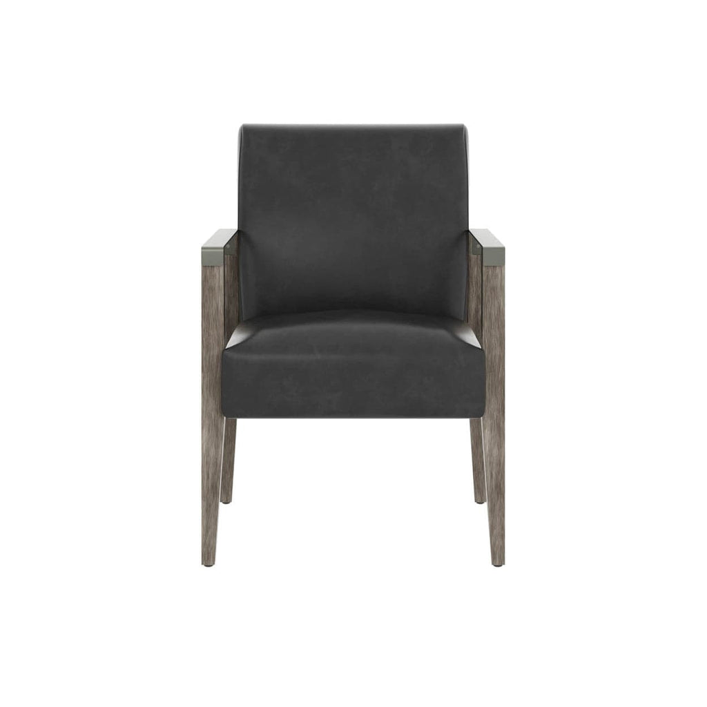 Earl Dining Armchair - Ash Grey - Brentwood Charcoal Leather-Sunpan-SUNPAN-109092-Dining Chairs-1-France and Son