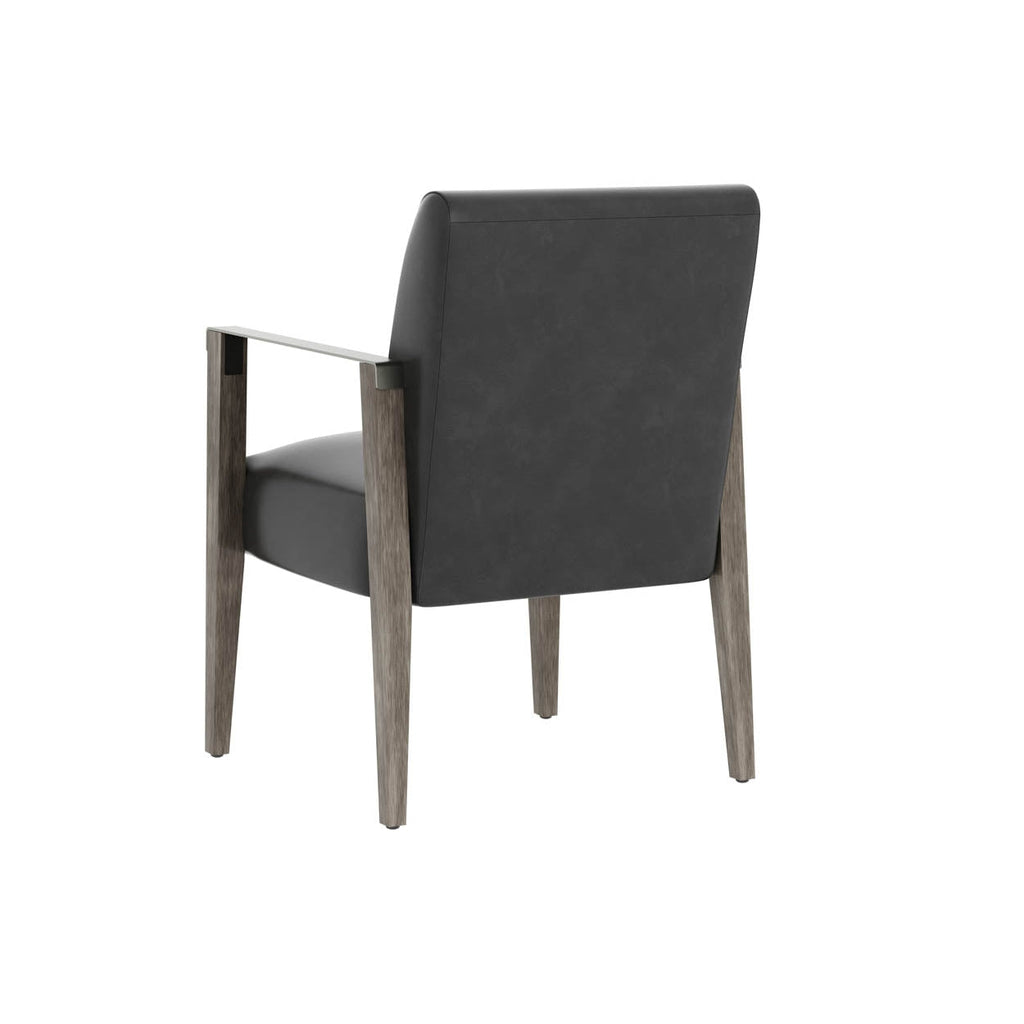 Earl Dining Armchair - Ash Grey - Brentwood Charcoal Leather-Sunpan-SUNPAN-109092-Dining Chairs-1-France and Son