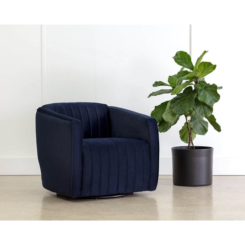 Garrison Swivel Lounge Chair - Abbington Navy-Sunpan-SUNPAN-110185-Lounge Chairs-1-France and Son