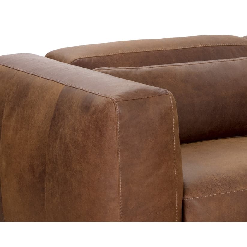 Santino Sofa Chaise - Raf - Aged Cognac Leather-Sunpan-SUNPAN-111036-Sofas-1-France and Son