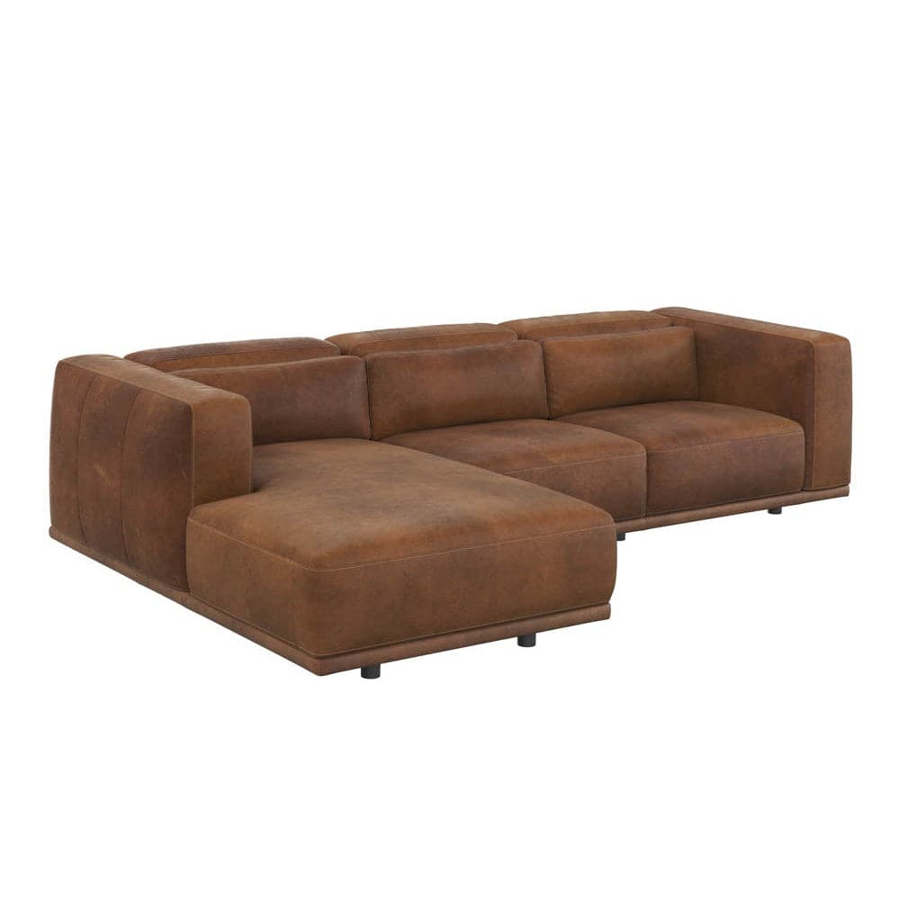 Santino Sofa Chaise - Raf - Aged Cognac Leather-Sunpan-SUNPAN-111036-Sofas-1-France and Son