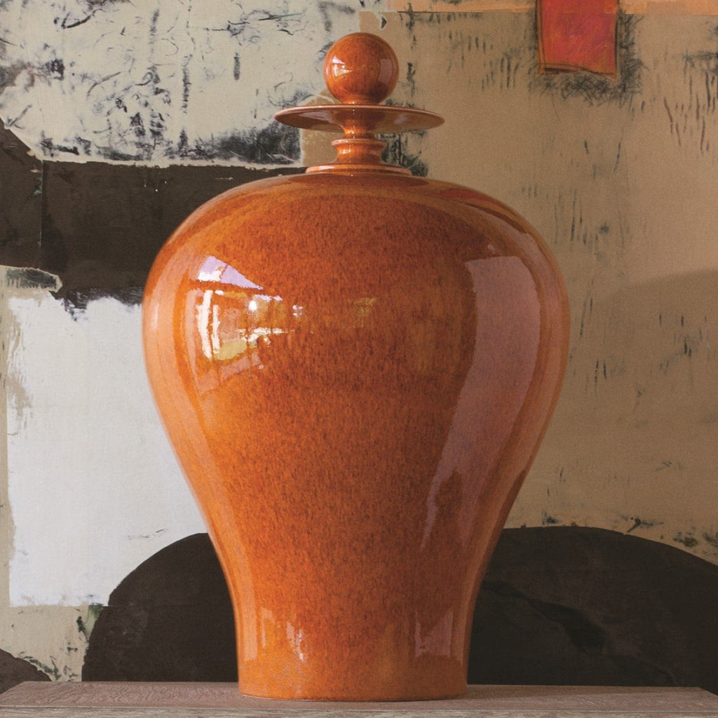 Happy Temple Jar-Global Views-GVSA-1876-Decorative ObjectsTall-Orange-1-France and Son