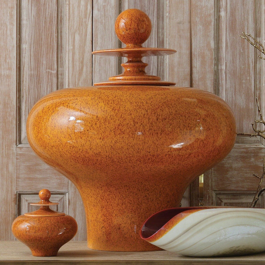 Happy Temple Jar - Squat-Global Views-GVSA-1877-Decorative ObjectsOrange-1-France and Son