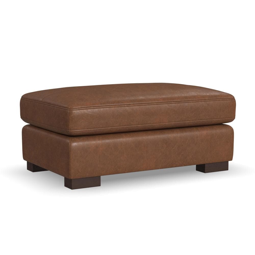 Endurance Leather Ottoman in Chestnut-Flexsteel-Flexsteel-1523-08-Stools & Ottomans-1-France and Son