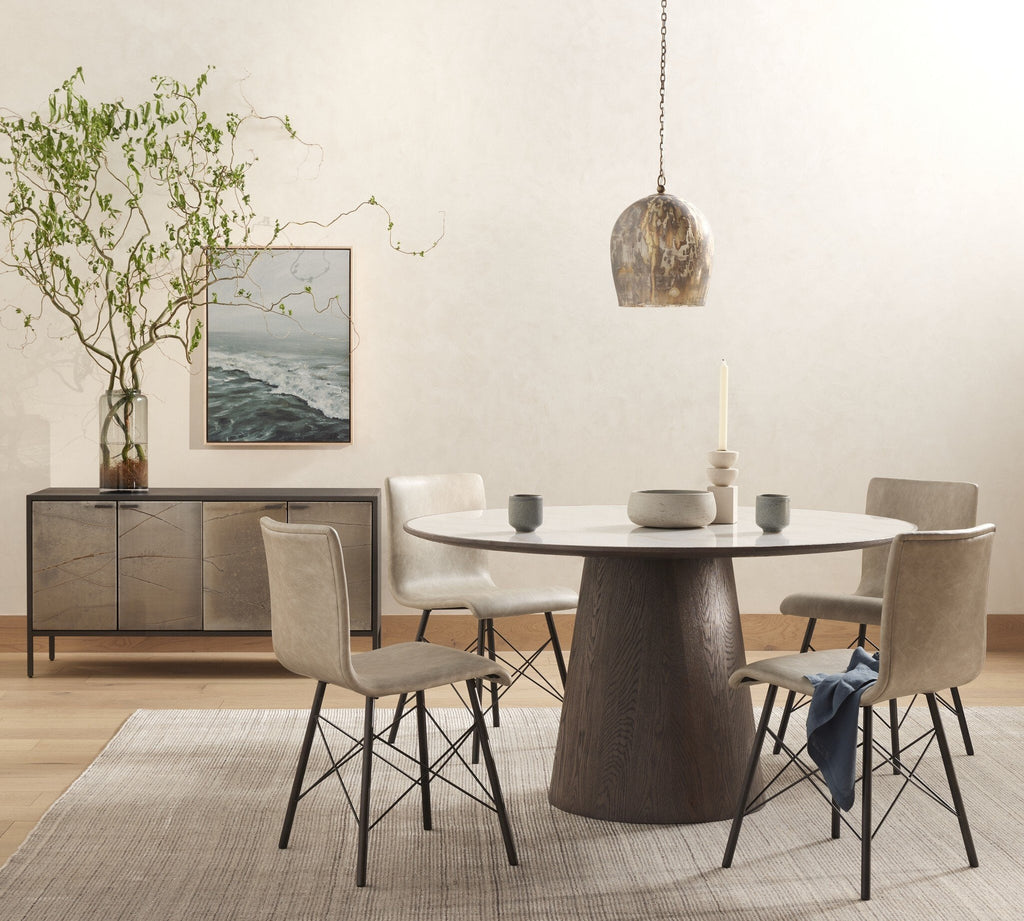 Skye Round Dining Table-White Marble-Four Hands-FH-228008-001-Dining Tables-1-France and Son