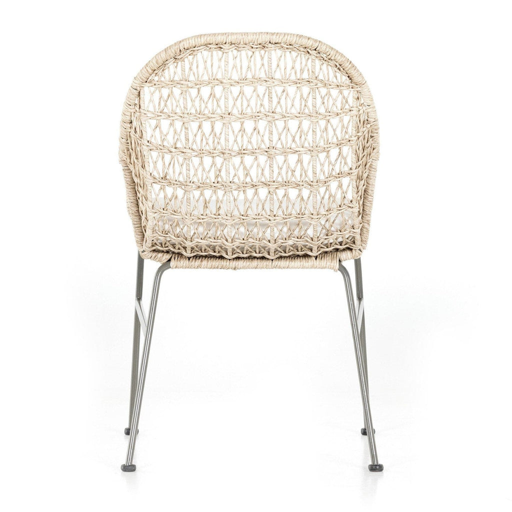 Bandera Outdoor Woven Dining Chair-Four Hands-FH-230094-001-Outdoor Dining ChairsVintage White-With Cushion-17-France and Son