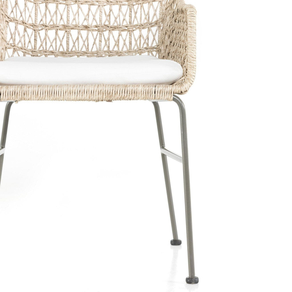 Bandera Outdoor Woven Dining Chair-Four Hands-FH-230094-001-Outdoor Dining ChairsVintage White-With Cushion-17-France and Son