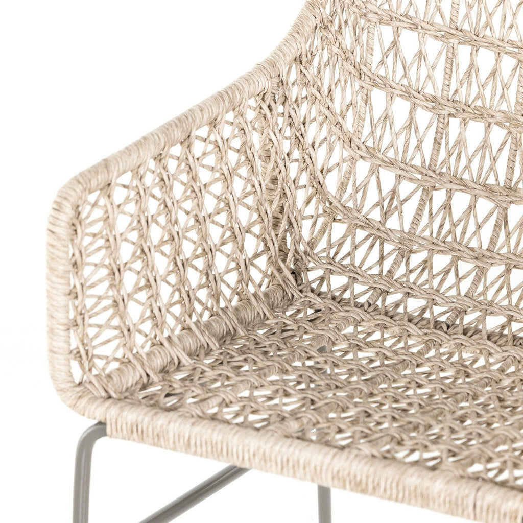 Bandera Outdoor Woven Dining Chair-Four Hands-FH-230094-001-Outdoor Dining ChairsVintage White-With Cushion-17-France and Son