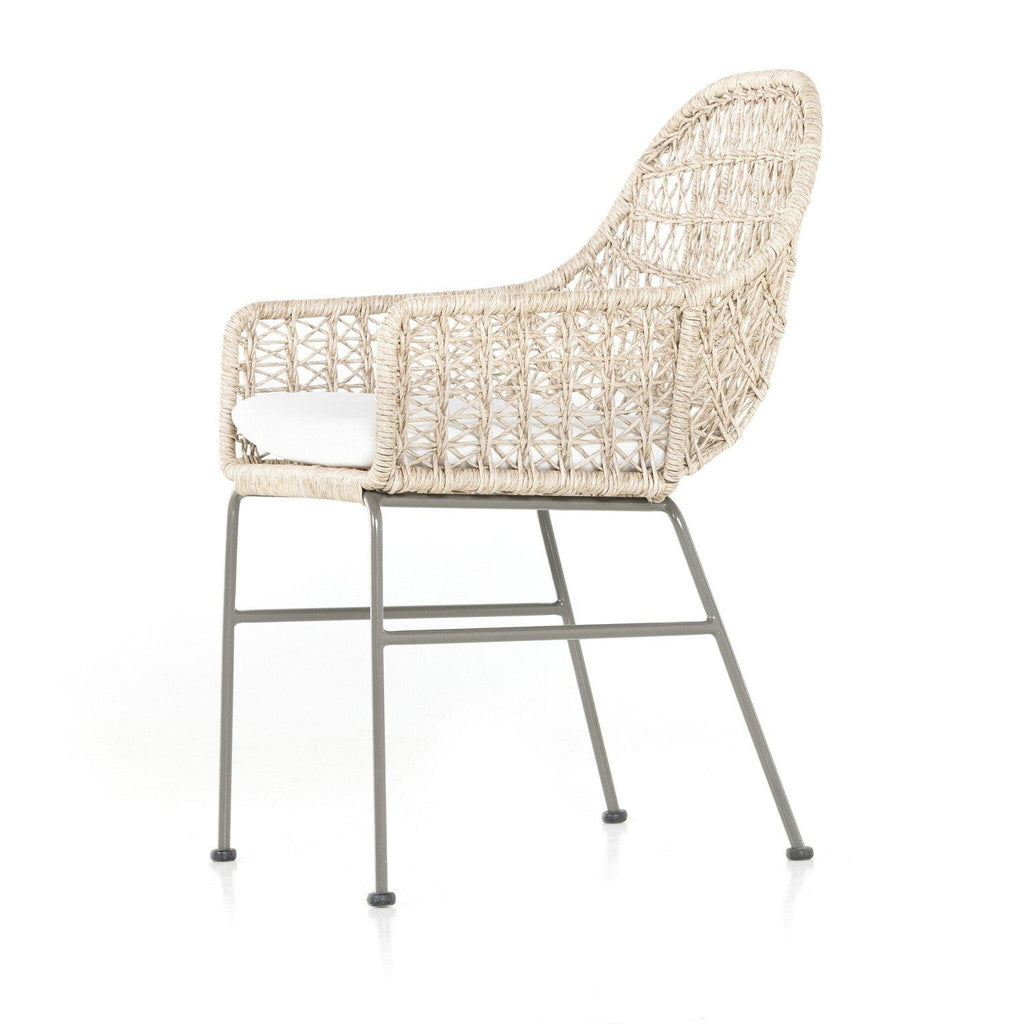 Bandera Outdoor Woven Dining Chair-Four Hands-FH-230094-001-Outdoor Dining ChairsVintage White-With Cushion-17-France and Son