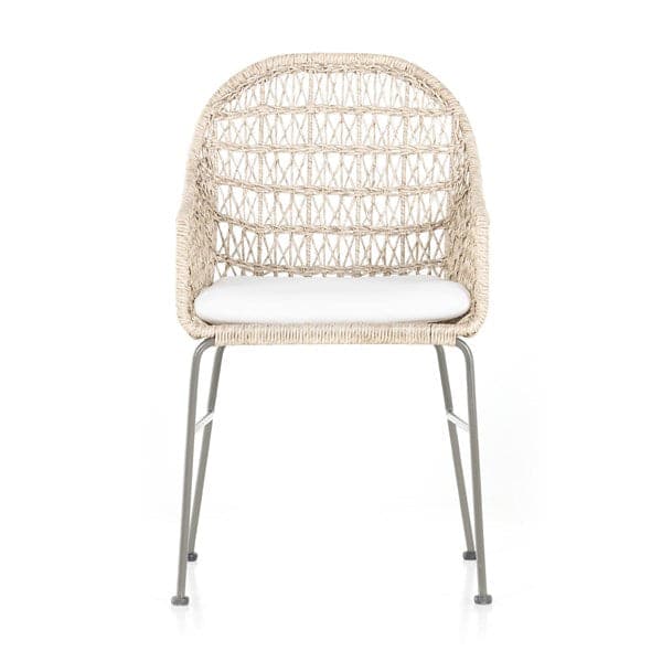 Bandera Outdoor Woven Dining Chair-Four Hands-FH-230094-001-Outdoor Dining ChairsVintage White-With Cushion-17-France and Son