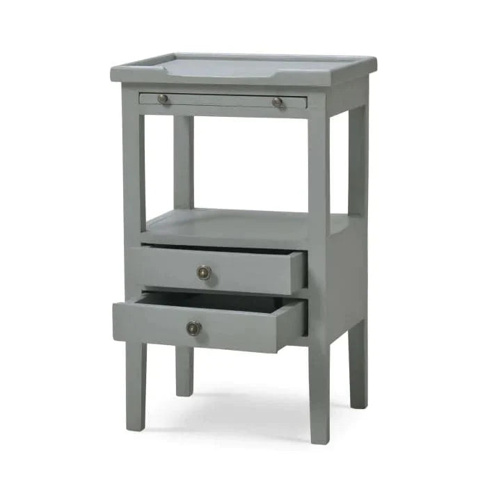 Eton 2 Drawer Side Table w/ Pull Out Shelf-Bramble-BRAM-23873STW-Side TablesStraw Wash-1-France and Son