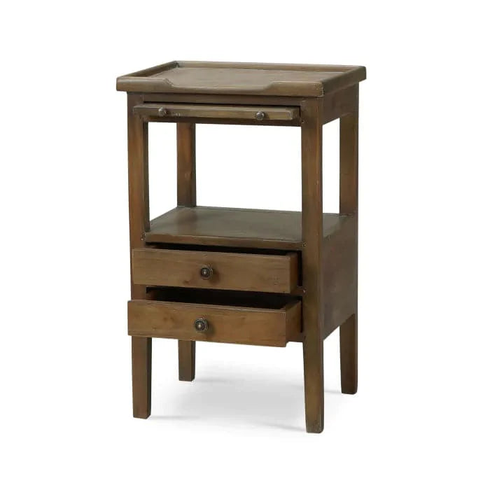 Eton 2 Drawer Side Table w/ Pull Out Shelf-Bramble-BRAM-23873STW-Side TablesStraw Wash-1-France and Son