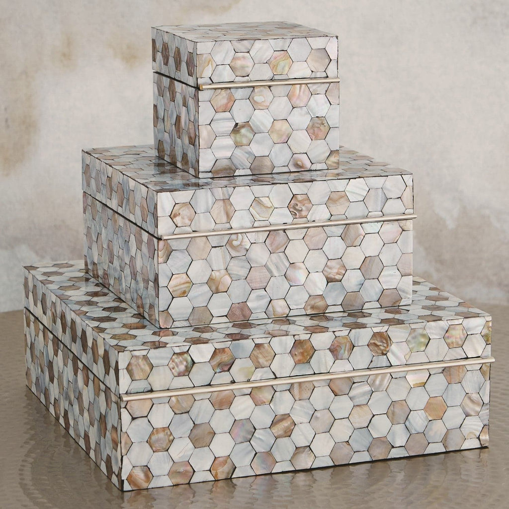 Mother of Pearl Box - Large-Global Views-GVSA-2547-Baskets & Boxes-1-France and Son