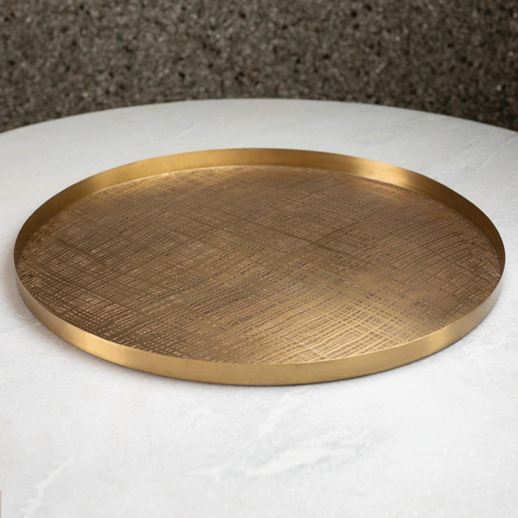 Plaid Etched Tray - Antique Brass-Global Views-GVSA-7.91055-Trays-1-France and Son
