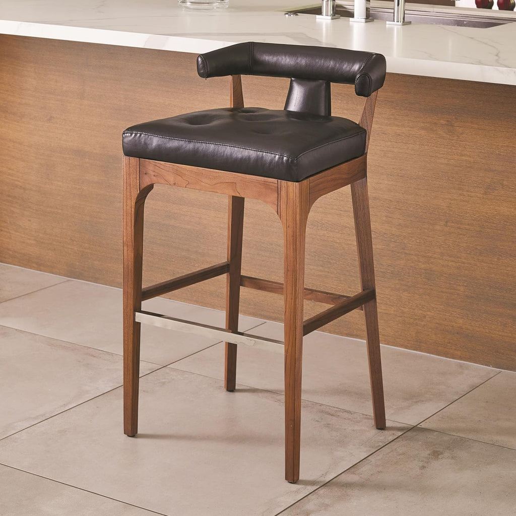 Moderno Bar Stool-Global Views-Bar StoolsIvory Marble Leather-1-France and Son