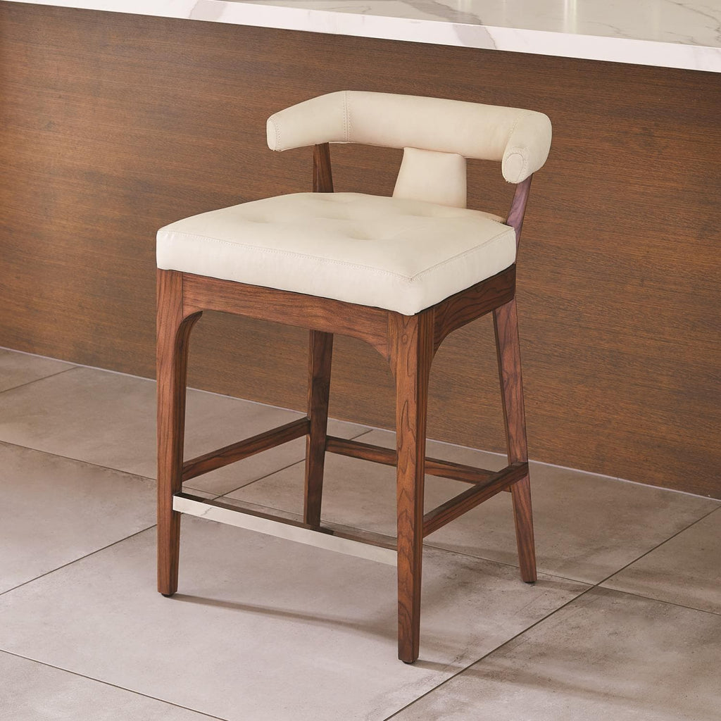Moderno Bar Stool-Global Views-Bar StoolsIvory Marble Leather-1-France and Son