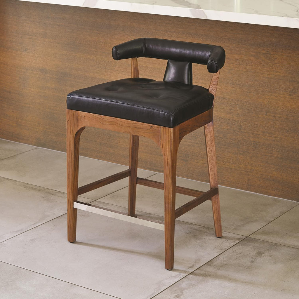 Moderno Bar Stool-Global Views-Bar StoolsIvory Marble Leather-1-France and Son