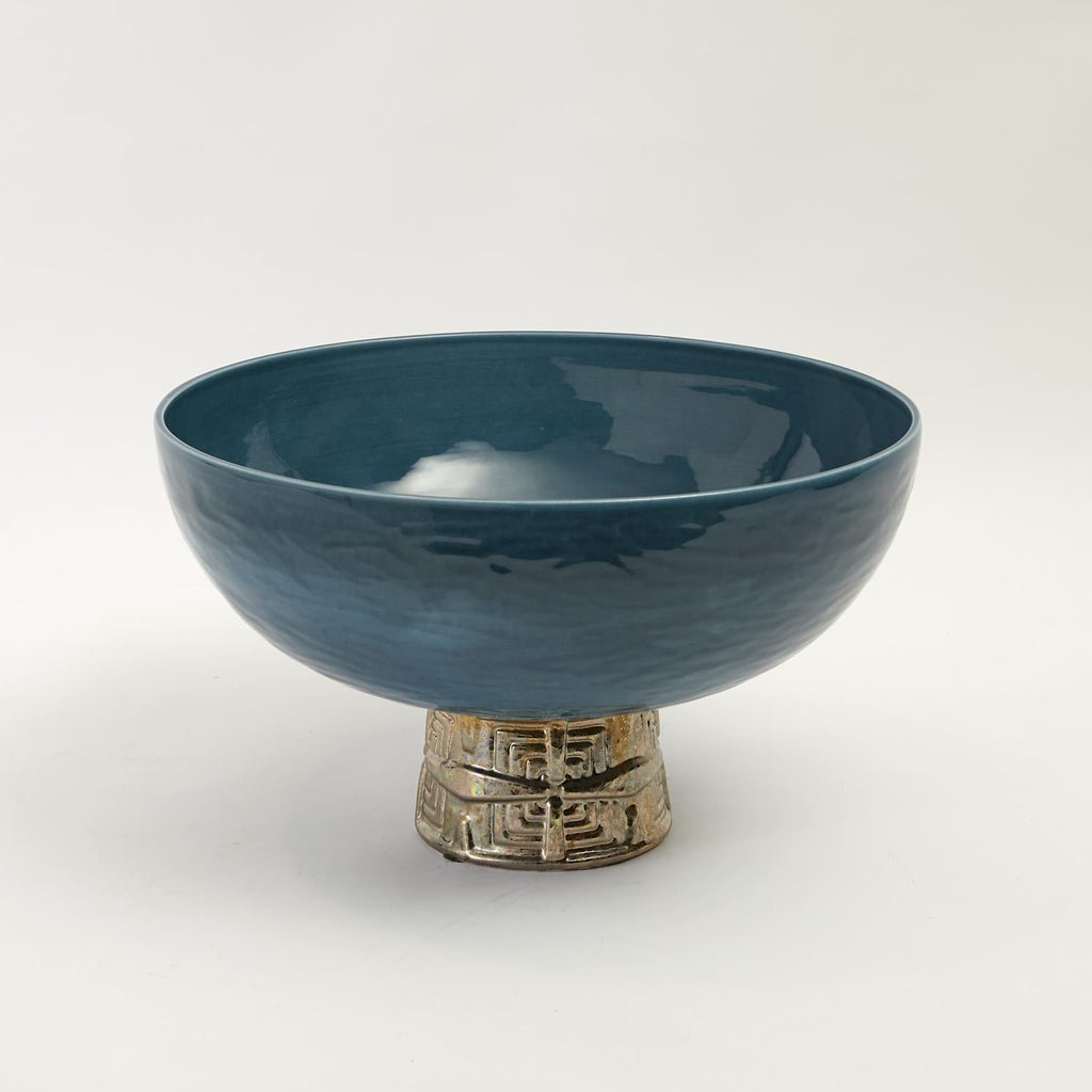 Maze Compote - Cobalt/Antique Gold-Global Views-GVSA-3.31088-Bowls-1-France and Son