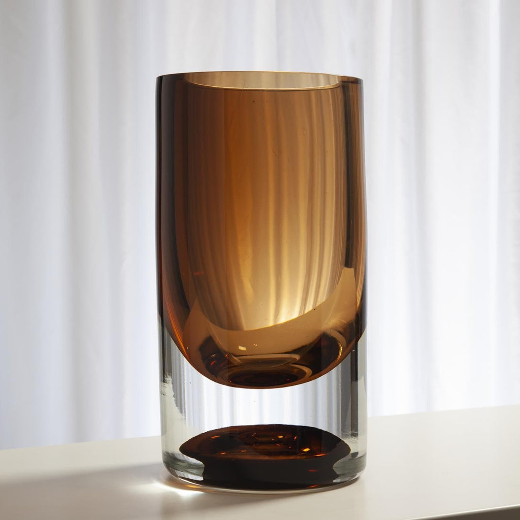 Thick Cylinder Vase-Global Views-GVSA-6.60432-VasesSmall-Amber Tobacco-1-France and Son