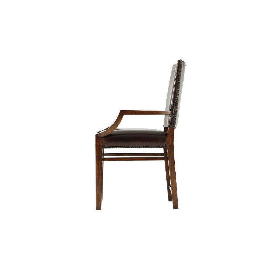 Tireless Campaign Armchair - Leather - Set of 2-Theodore Alexander-THEO-4100-906DC-Dining Chairs-1-France and Son