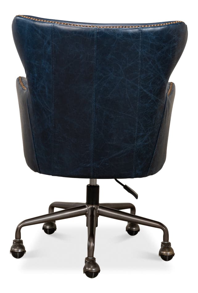 Andrew Jackson Desk Chair-SARREID-SARREID-30613-Task ChairsChateau Blue-3-France and Son