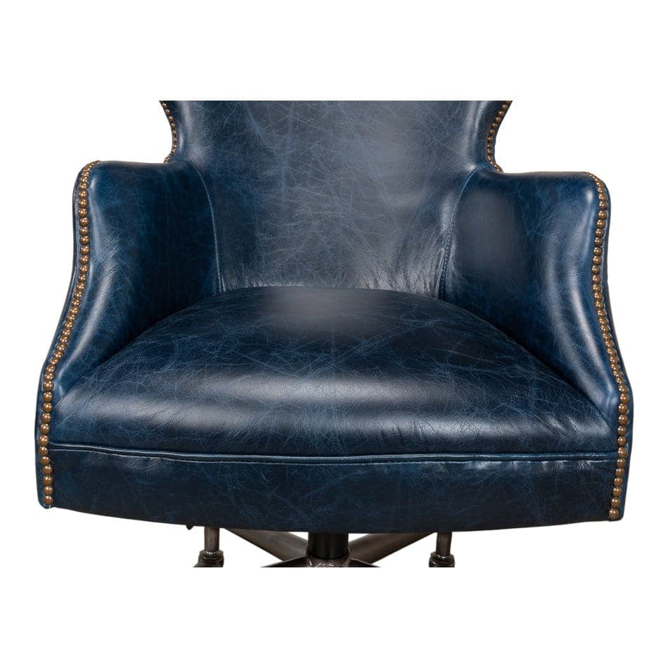 Andrew Jackson Desk Chair-SARREID-SARREID-30613-Task ChairsChateau Blue-3-France and Son