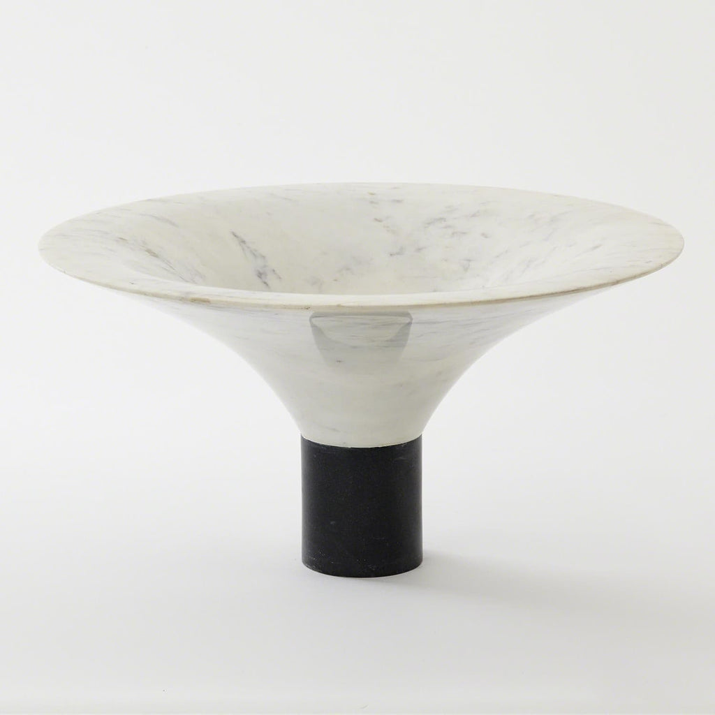 Marble Flared Bowl - White-Global Views-GVSA-D9.90062-Bowls-1-France and Son