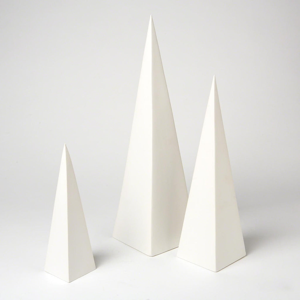 S/3 Pyramid Objet-Global Views-GVSA-D8.80047-Decorative ObjectsMatte White-1-France and Son