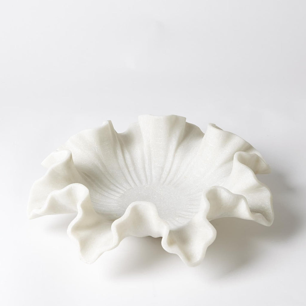 Marble Ruffle Bowl-Global Views-Decorative ObjectsLarge-White-1-France and Son