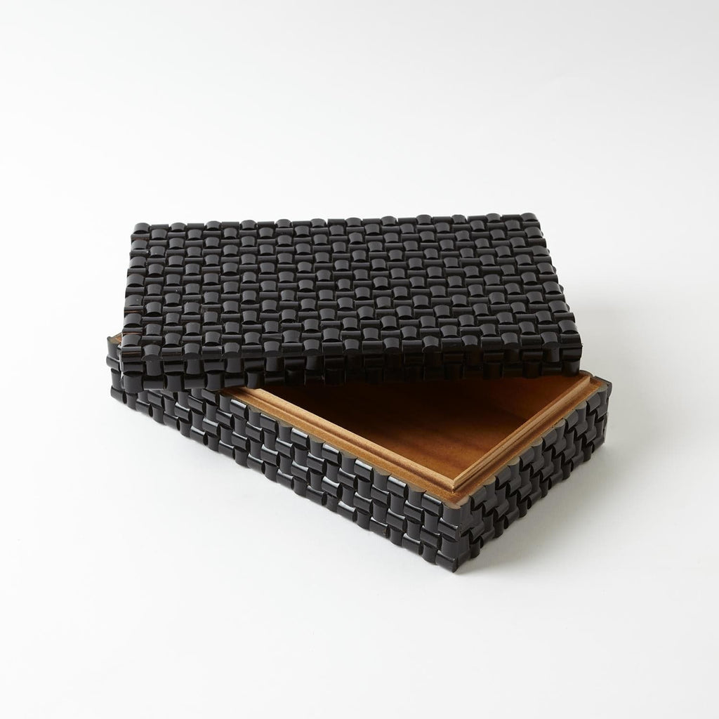 Horn Box Woven - Black - Large-Global Views-GVSA-9.93013-Baskets & Boxes-1-France and Son