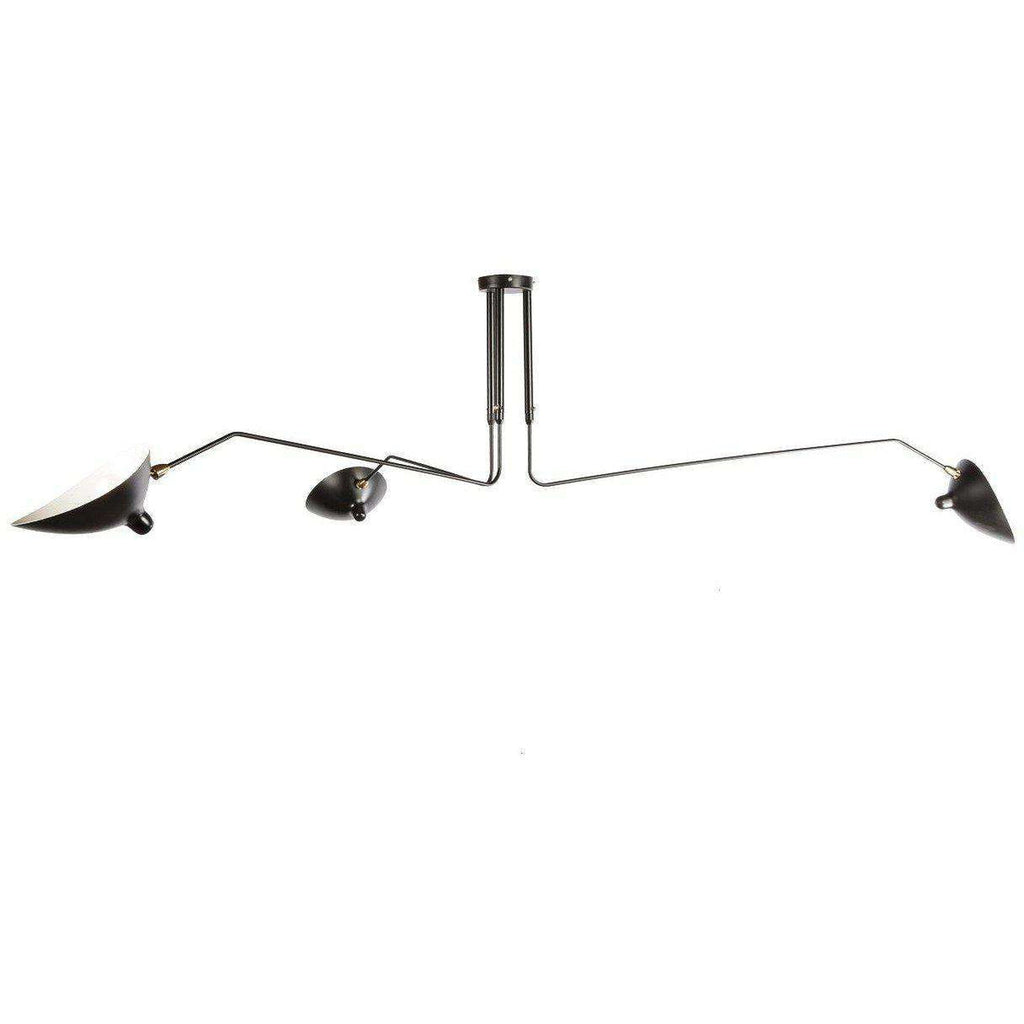 Mid-Century Modern Reproduction Three-Arm MCL-R3 Ceiling Lamp - Black Inspired by Serge Mouille