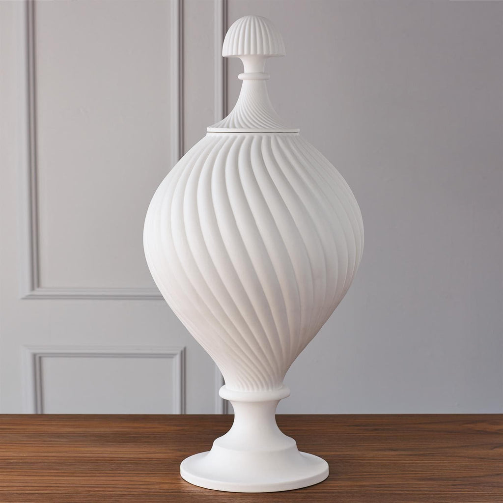 Grande Swirl Jar - Matte White-Global Views-GVSA-1.10689-Decorative Objects-1-France and Son