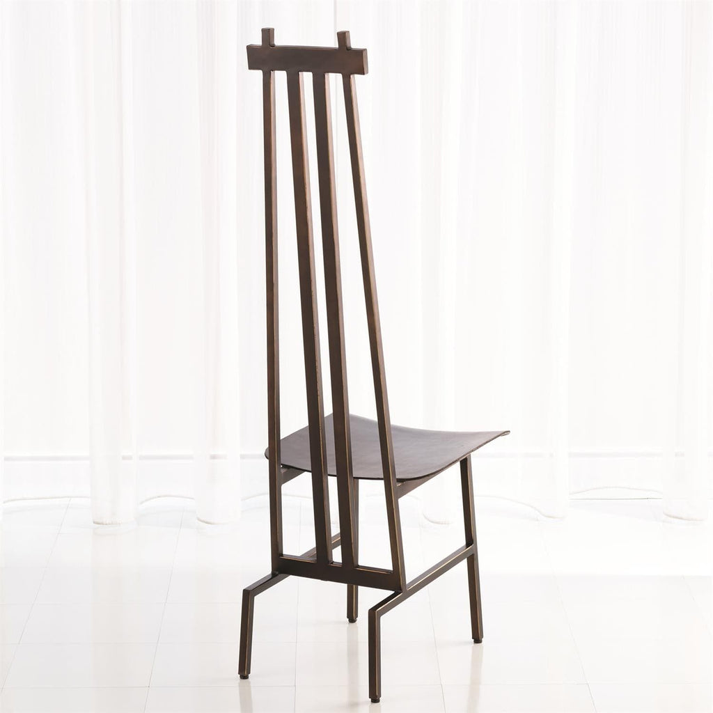 High Back Chair-Global Views-GVSA-9.93374-Dining ChairsNickel/Dark Grey Leather-1-France and Son