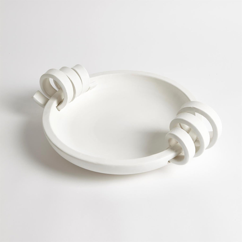 Ribbon Handle Compote - Matte White-Global Views-GVSA-3.31515-Decorative Objects-1-France and Son