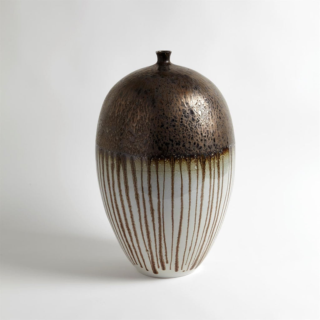 Reactive Bronze Stripe Vessel-Global Views-GVSA-1.10694-Decorative ObjectsLarge-1-France and Son