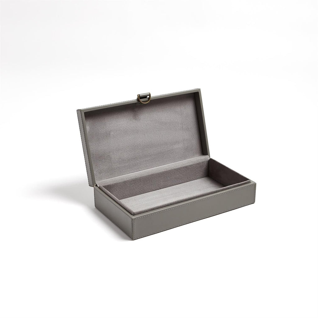 Marbled Leather D Ring Box-Dark Grey-Lg-Global Views-GVSA-9.93358-Baskets & BoxesLarge-1-France and Son