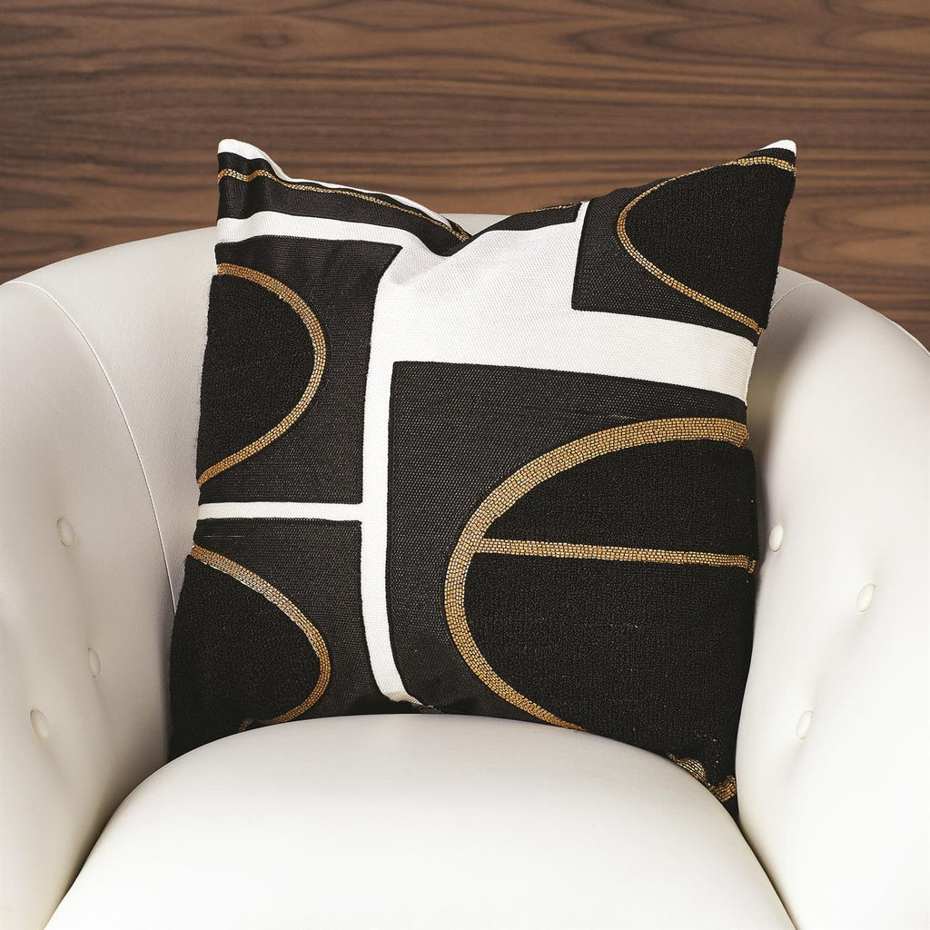 Brass Loop Pillow - Beige/Black-Global Views-GVSA-9.93378-Pillows-1-France and Son