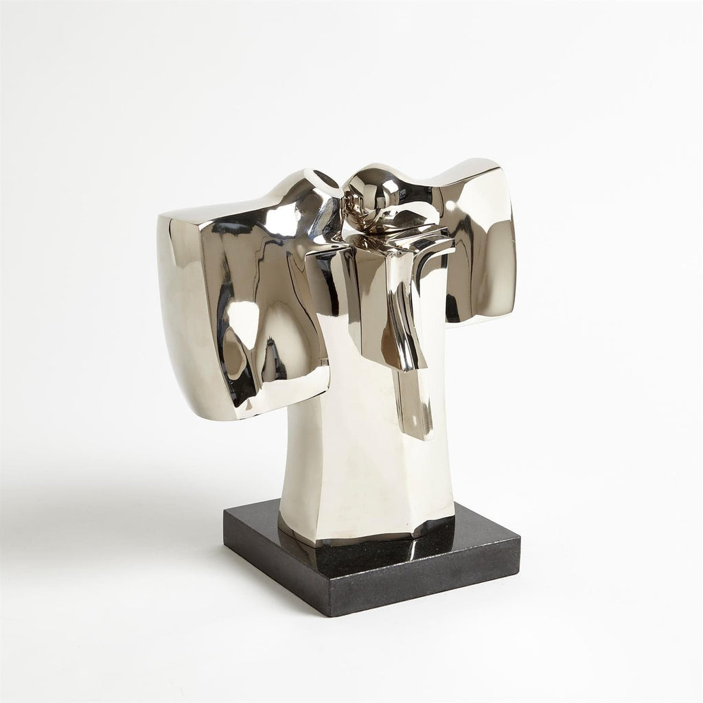 Abstract Dual Figure Sculpture - Nickel-Global Views-GVSA-8.82609-Decorative Objects-1-France and Son