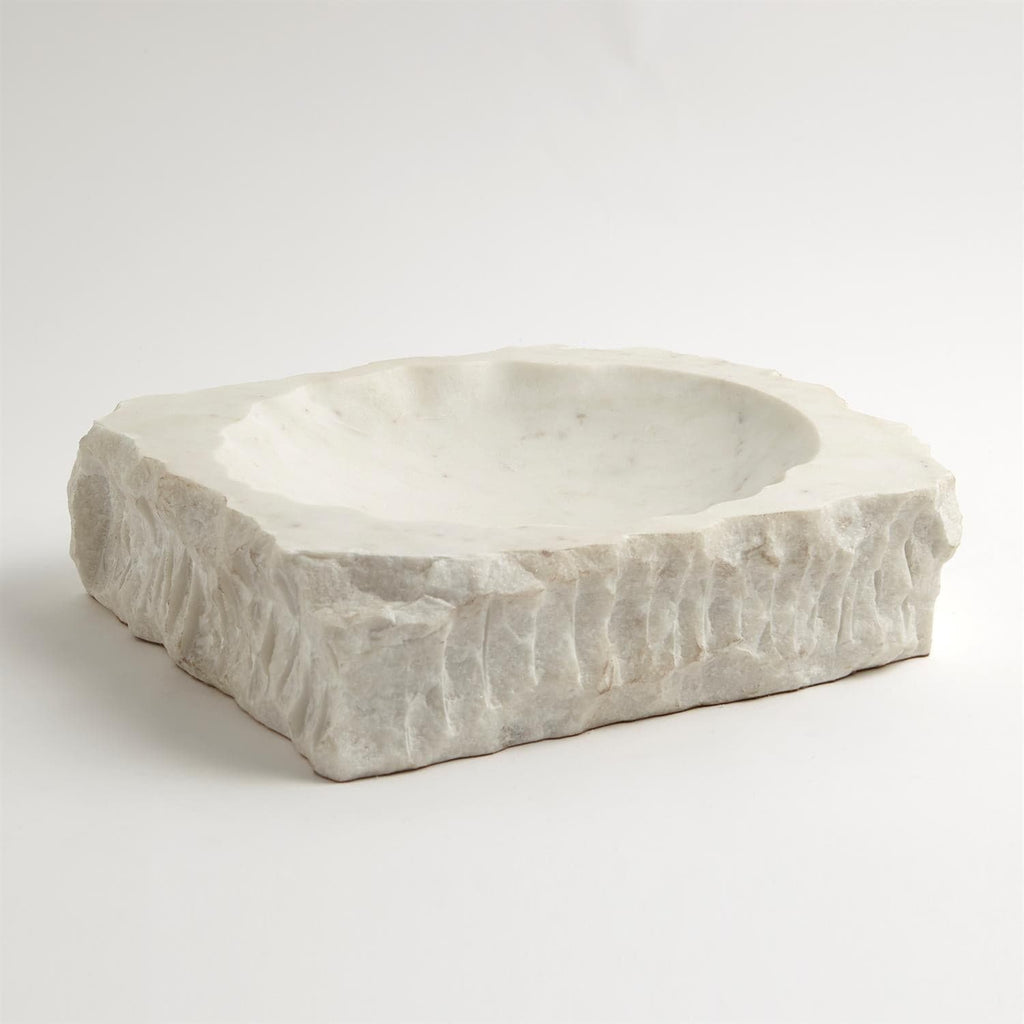 Chiseled Block Bowl-White Marble-Global Views-GVSA-9.93404-Decor-1-France and Son