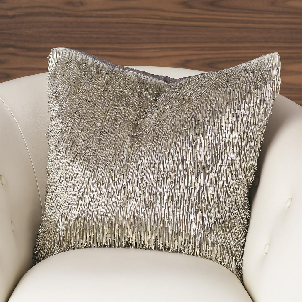 Shimmy Fringe Pillow - Silver-Global Views-GVSA-AS9.90003-Pillows-1-France and Son