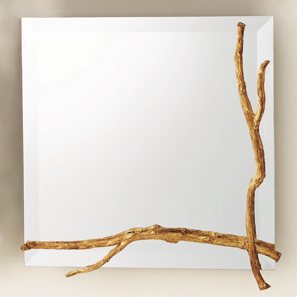 Twig Square Mirror - Small-Global Views-GVSA-7.80570-MirrorsGold Leaf-1-France and Son