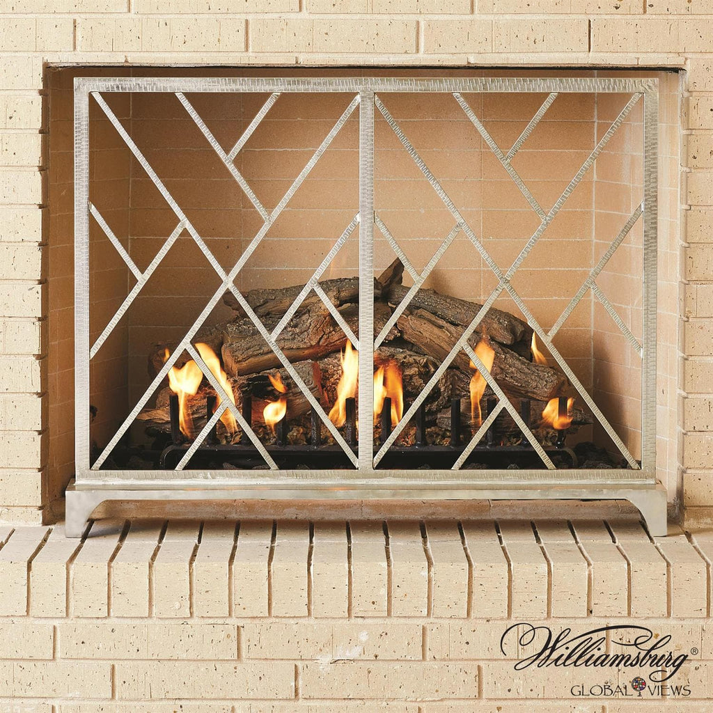 Chinoise Fret Fireplace Screen-Global Views-GVSA-4.90158-DecorNickel-1-France and Son