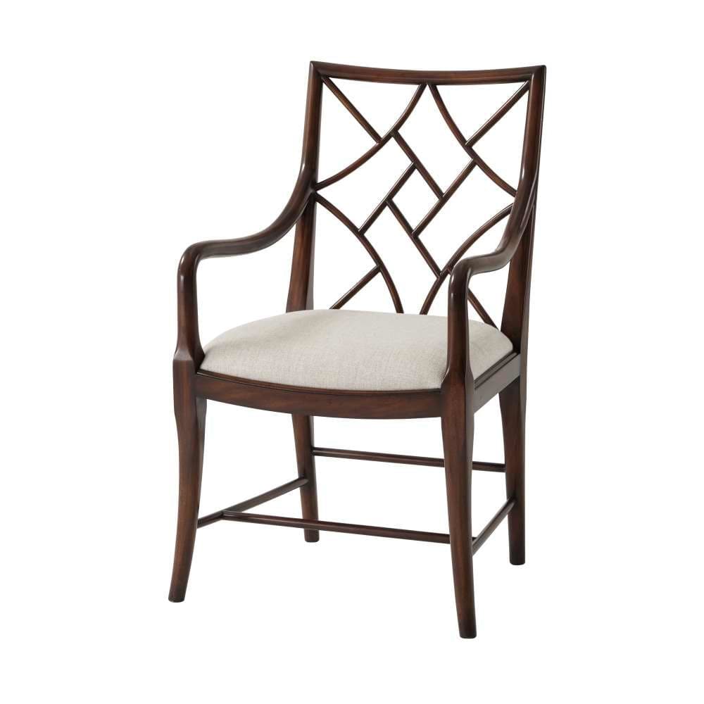 A Delicate Trellis Armchair-Theodore Alexander-THEO-4100-613.1BFF-Dining Chairs-1-France and Son