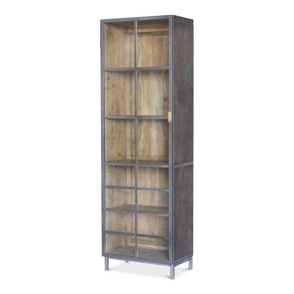 A Gem Of A Handle Display Cabinet-SARREID-SARREID-40661R-Bookcases & CabinetsMoleskin Grey-Right-1-France and Son